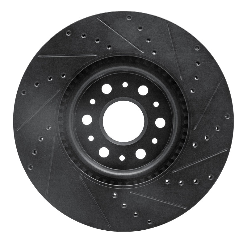 Buick Enclave Brake Rotor (1) - Front Left - R1 Concepts - Drilled & Slotted - Black - `17-`25